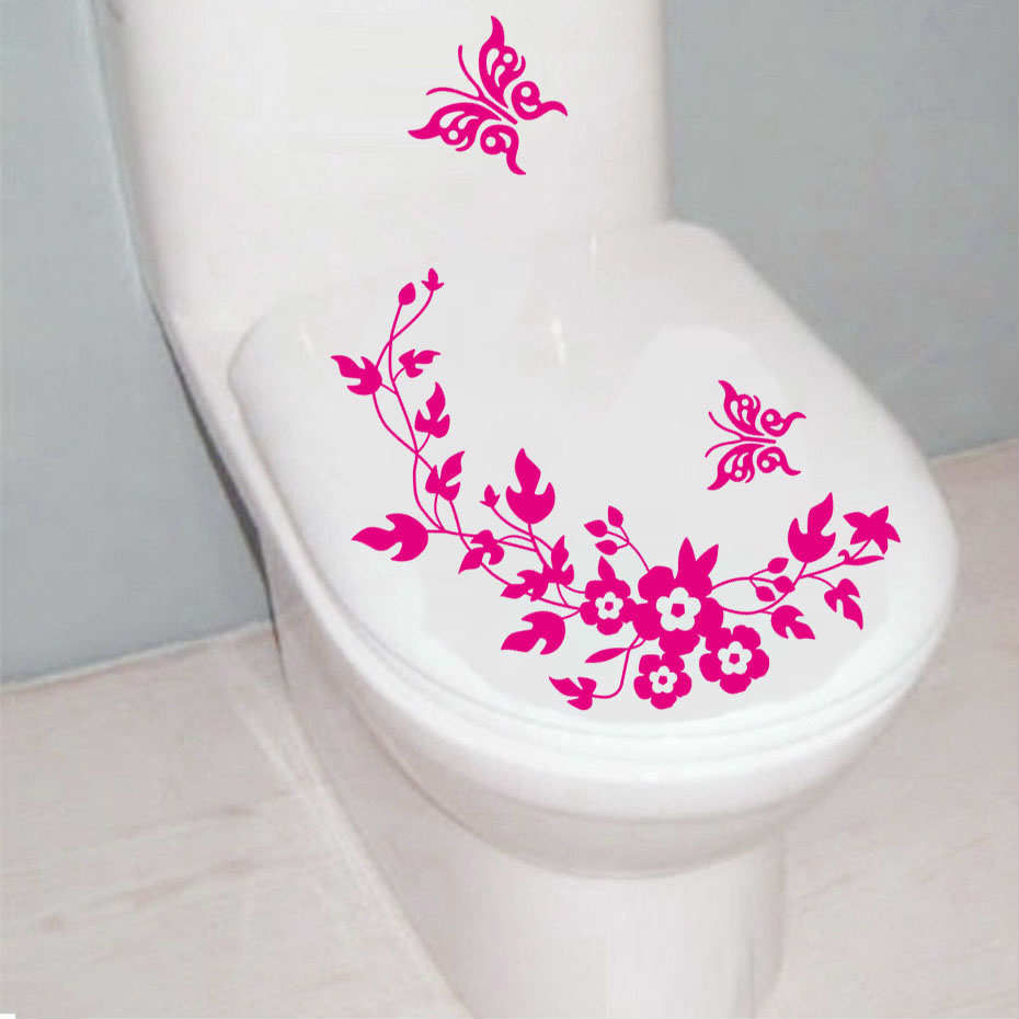 Kelebek ve Çiçek Klozet Banyo Sticker