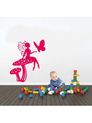 Peri Kızı ve Kelebek Duvar Sticker Peri Kızı ve Kelebek Duvar Sticker