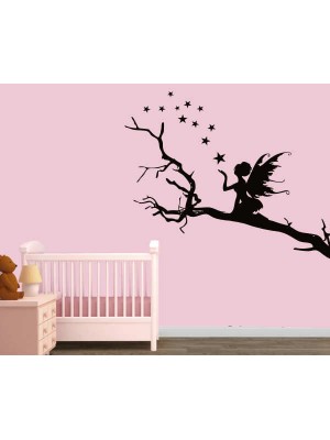 Yıldız Saçan Peri Kızı Duvar Sticker