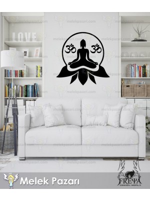 Lotus Çiçeği ve Meditasyon Yoga Duvar Sticker