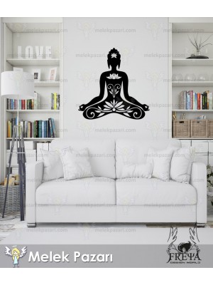 Lotus Çiçeği ve Meditasyon Yoga Duvar Sticker Lotus Çiçeği ve Meditasyon Yoga Duvar Sticker