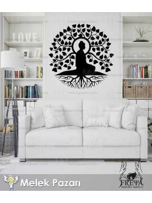 Buddha Ağaç Meditayon Yoga Duvar Sticker Buddha Ağaç Meditayon Yoga Duvar Sticker