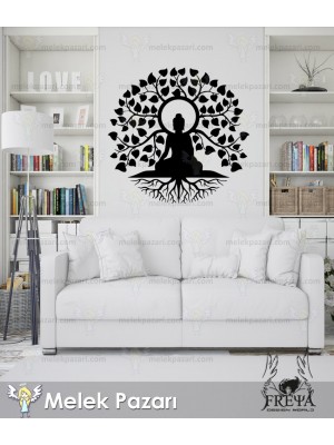 Buddha Ağaç Meditasyon Yoga Duvar Sticker Buddha Ağaç Meditasyon Yoga Duvar Sticker