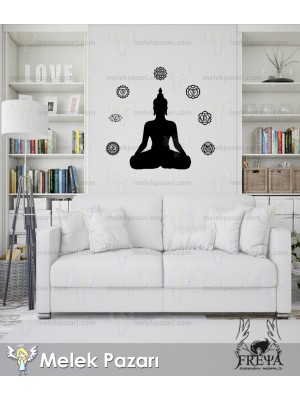 Buddha ve Çakralar Yoga Duvar Sticker