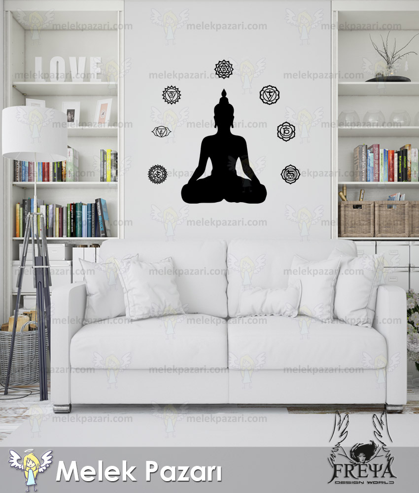 Buddha ve Çakralar Yoga Duvar Sticker