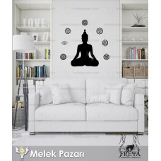 Buddha ve Çakralar Yoga Duvar Sticker 