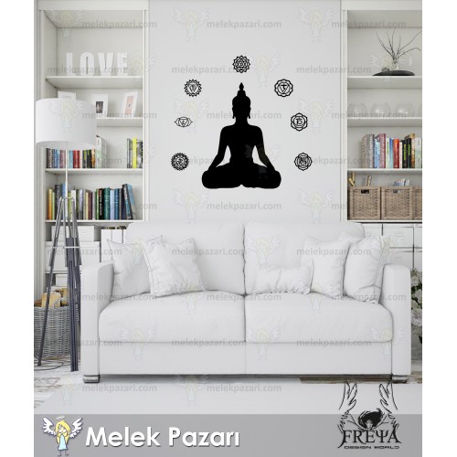 Buddha ve Çakralar Yoga Duvar Sticker