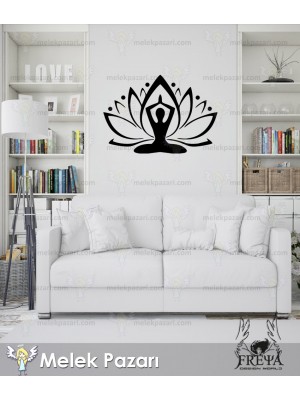 Lotus Çiçeği ve Meditasyon Yoga Duvar Sticker