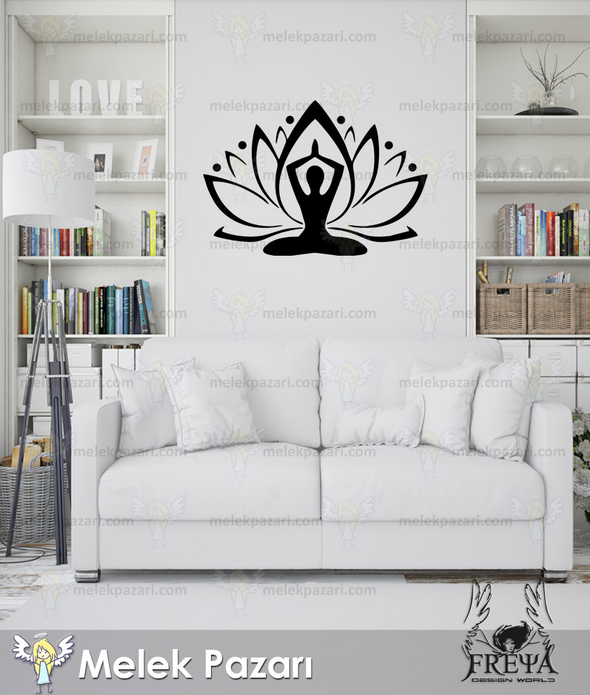 Lotus Çiçeği ve Meditasyon Yoga Duvar Sticker