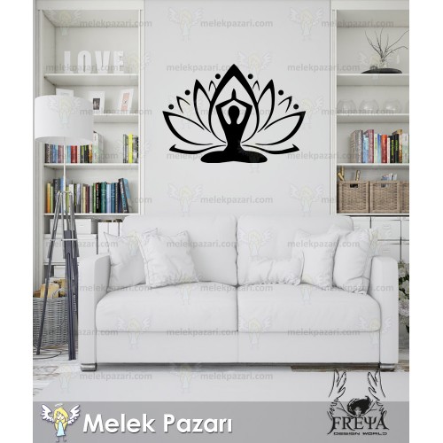 Lotus Çiçeği ve Meditasyon Yoga Duvar Sticker