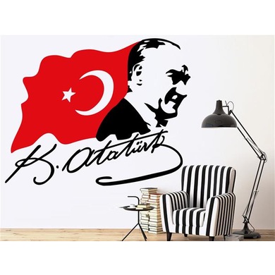 Atatürk ve Türk Bayrağı Duvar Sticker