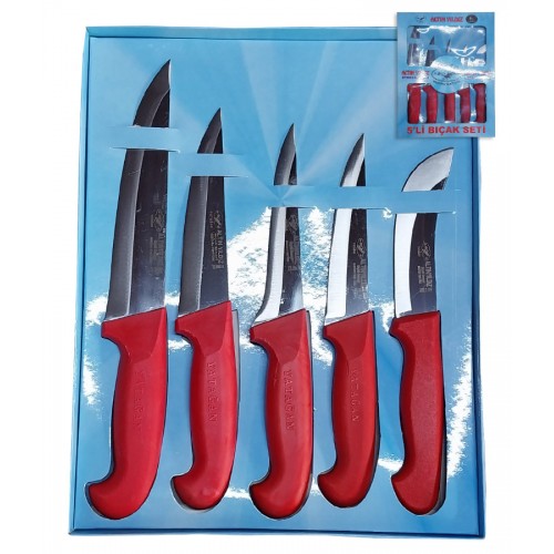Altın Yıldız 5'li Yatağan Kasap Et Bıçak Seti