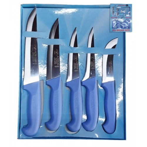 Altın Yıldız 5'li Profesyonel Yatağan Kasap Bıçak Seti