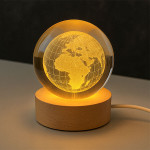3D Dünya Kristal Cam Küre led Işıklı Gece Lambası