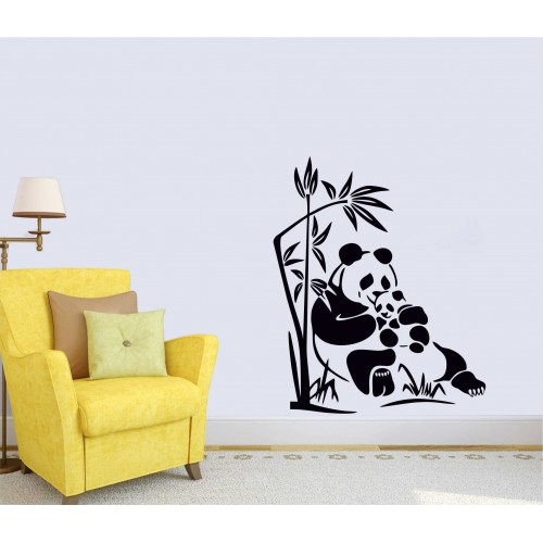 Anne Panda ve Yavru Panda Duvar Sticker