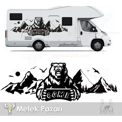 Ayı Doğa Manzara Off Road Kamp Karavan Sticker