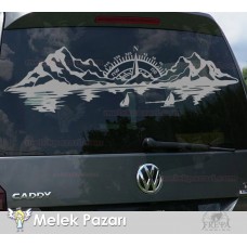 Pusula Dağ Deniz Doğa Manzara Off Road Kamp Karavan Sticker 