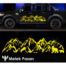 Dağ ve Ayılar Kamp Araba Karavan Sticker, Off Road Sticker 