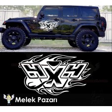 Alevli 4x4 Off Road Araba Sticker 