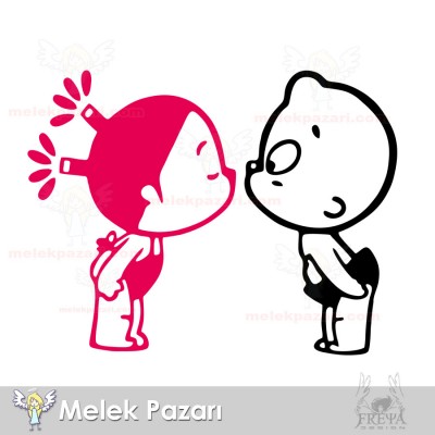 Öpüşen Çocuklar Oto Stickerı, Araba Sticker