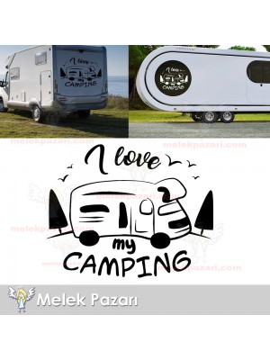I Love Camping Kamp Karavan Sticker