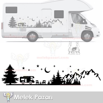 Kamp Orman Manzarası Karavan Stickerı, Kamp Stickerı