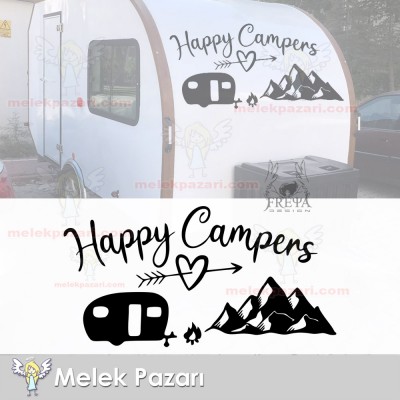 Mutlu Kampçılar, Happy Campiers, Kamp Sticker, Karavan Stickerı