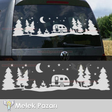 Camp Orman Manzara Karavan Sticker, Kamp Sticker 