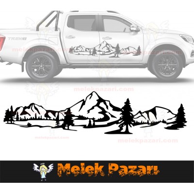 Dağ Manzara Off Road Kamp Araba Sticker