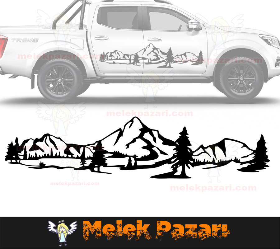Dağ Manzara Off Road Kamp Araba Sticker