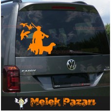 Ördek Avcısı ve Köpeği Oto Sticker 