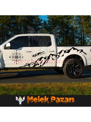 Pusula Dağ 4x4 Off Road Araba Sticker