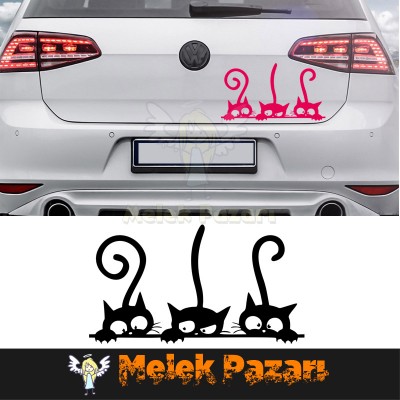 Arabadan Bakan Kediler Oto Sticker