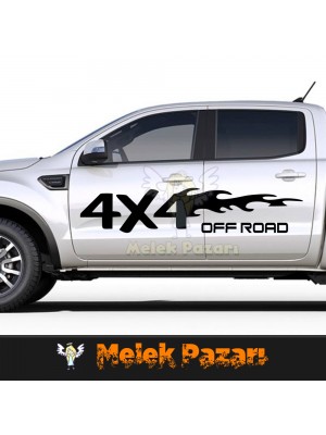 Alevli 4X4 Off-Road Araba Sticker. Sağ ve Sol set Alevli 4X4 Off-Road Araba Sticker. Sağ ve Sol set