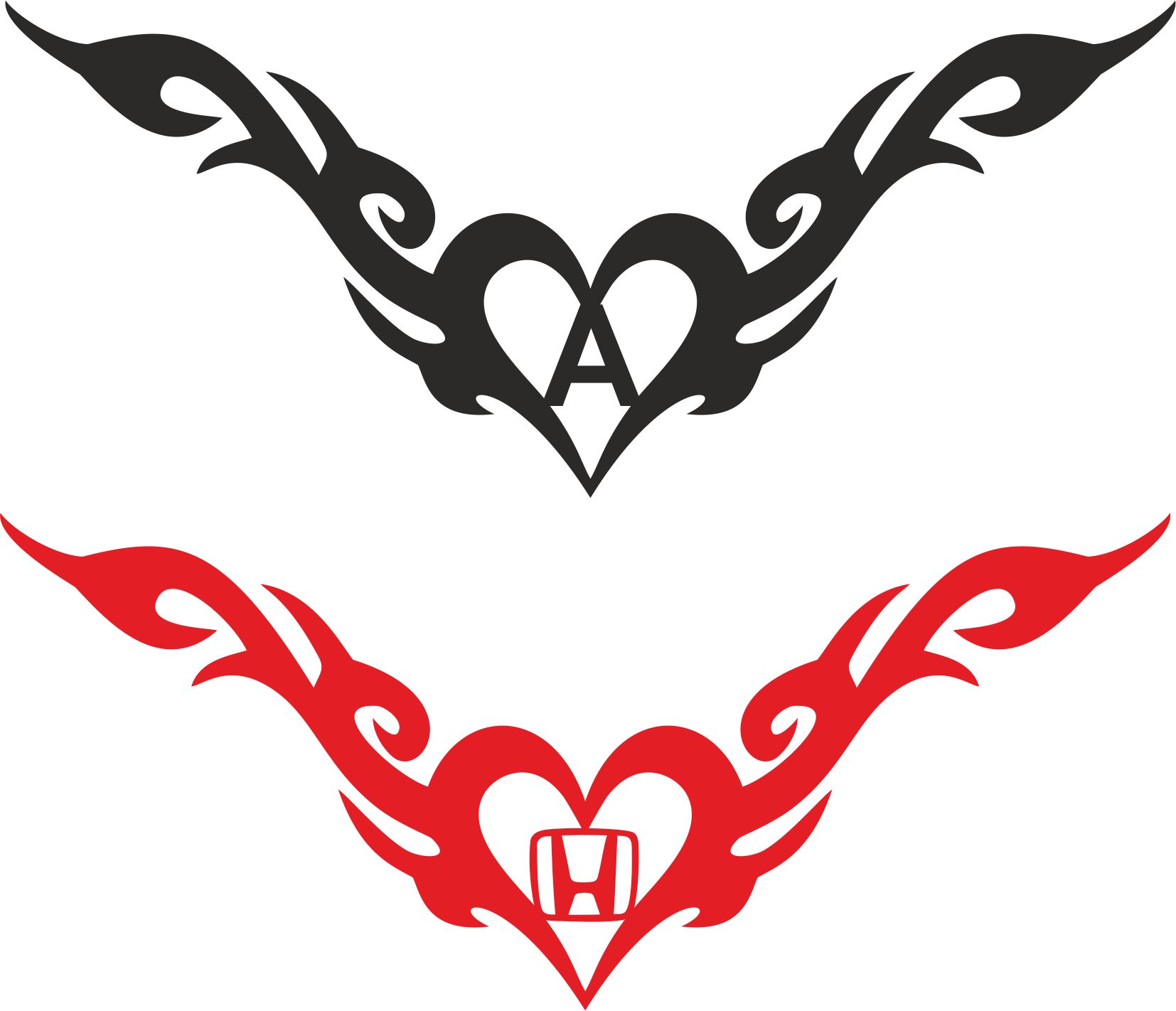 Tribal Kalp Araba Sticker İstediğiniz Marka yada Harf