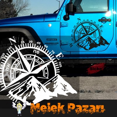Pusula ve Dağ Araba Sticker