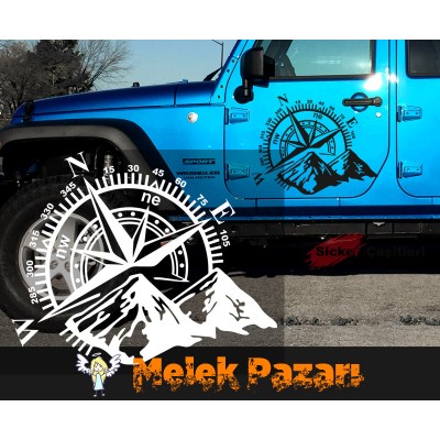 Pusula ve Dağ Araba Sticker