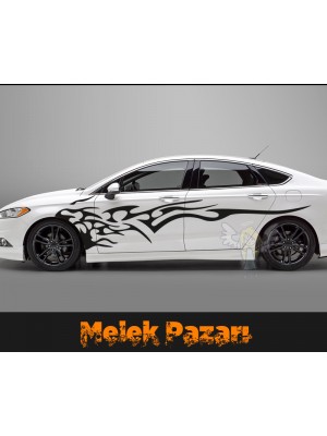 Tribal Alev Araba Sticker. Oto Çıkartma Tribal Alev Araba Sticker. Oto Çıkartma