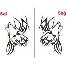 Tribal Uluyan Kurt Araba Sticker 