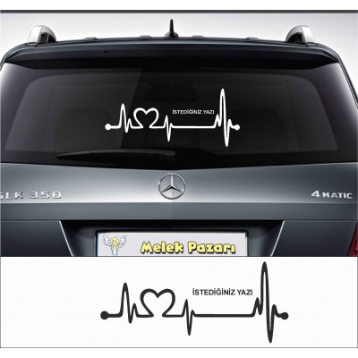 Nabız Atışı İsim Yazılır Araba Sticker, Oto Çıkartma