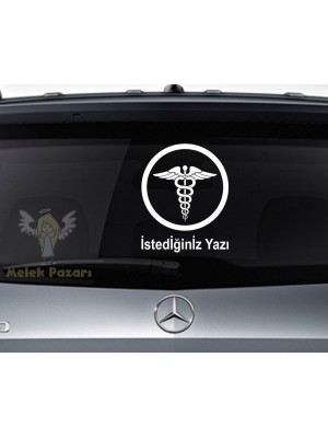 Sağlık Logosu  Yazı Tercihli Araba Sticker