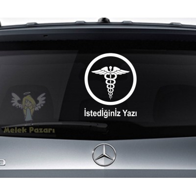 Sağlık Logosu  Yazı Tercihli Araba Sticker