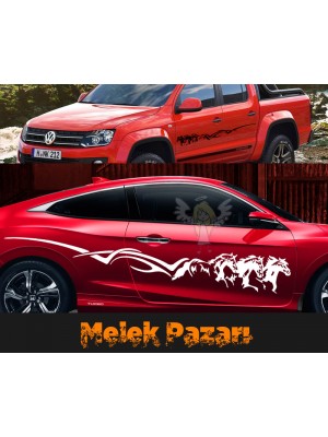 Tribal Atlar Oto Sticker, Araba Sticker