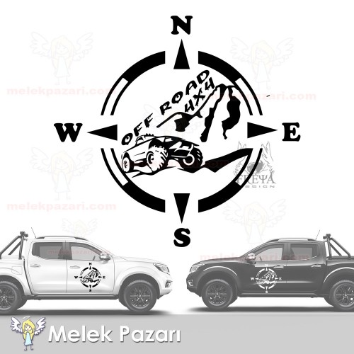4x4 Off Road Pusula Oto Sticker, Araba Stickerı