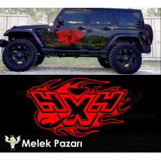 Alevli 4x4 Off Road Araba Sticker 