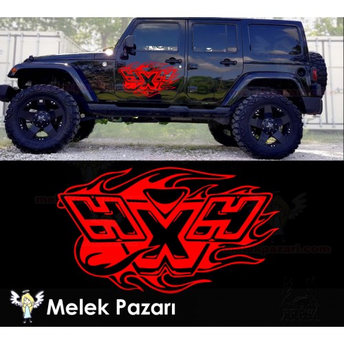 Alevli 4x4 Off Road Araba Sticker