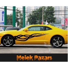 Araba Yan Alev Sticker 