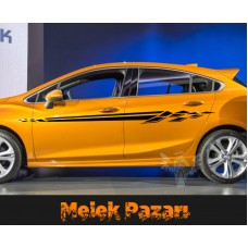 Araba Yan Bayrak Şerit Sticker 