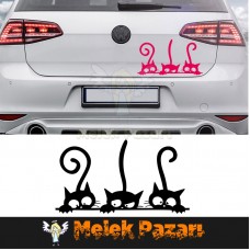Arabadan Bakan Kediler Oto Sticker 