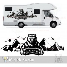 Ayı Doğa Manzara Off Road Kamp Karavan Sticker 